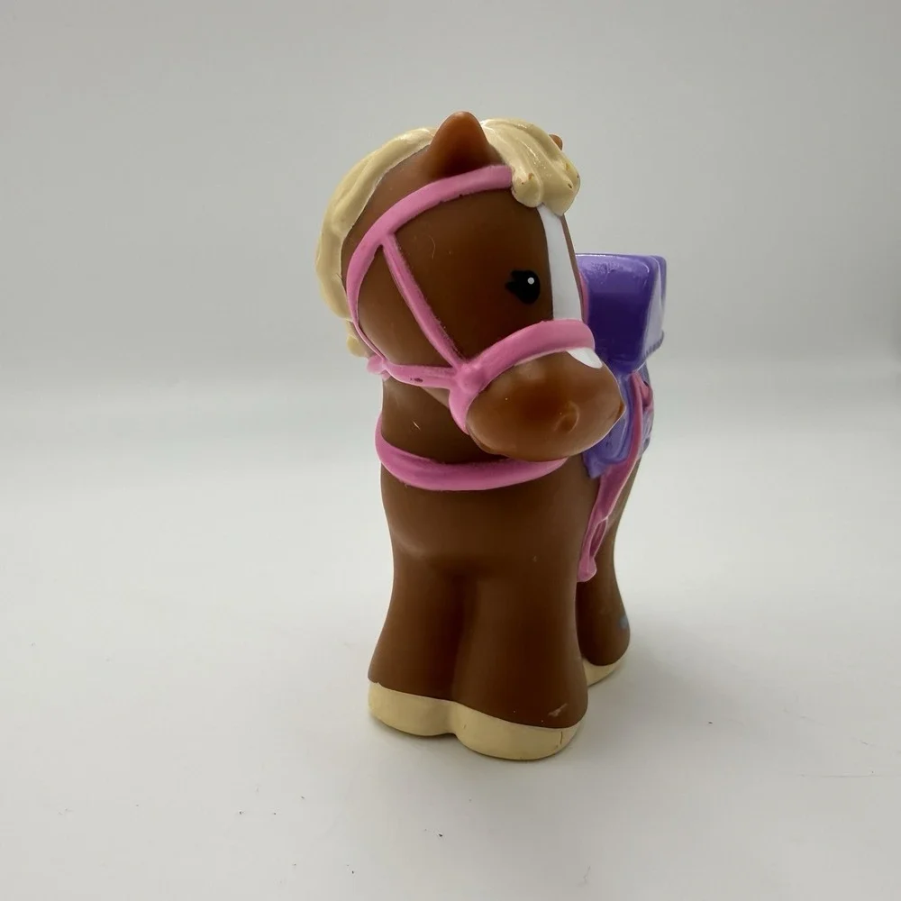 2010 Fisher Price Little People Jump N Ride Pony Pink Bridle‎ Purple Saddle HTF